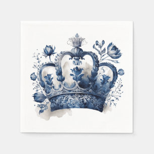 Blue and white Delft style crown with flowers Napkins