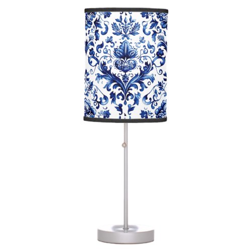 Blue and white Delft style floral ornament pattern Table Lamp