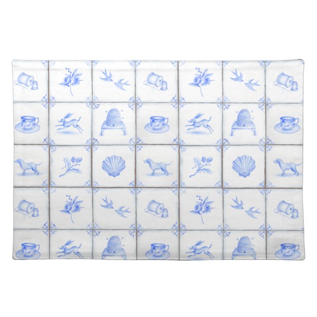 Blue and White Delft Tile Placemats (Front)
