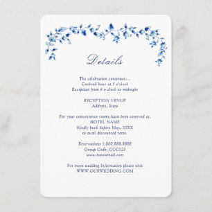 Blue and white Delft Wedding details Enclosure Card