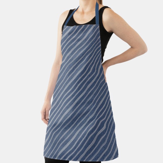 Blue and White Denim Look Apron (Insitu)