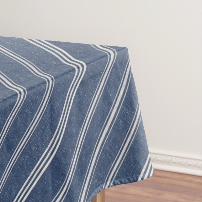Blue and White Denim Look Tablecloth (In Situ)