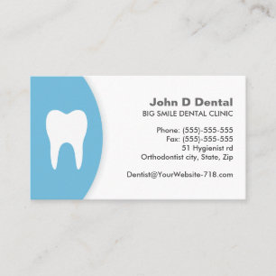 Blue and white dental dentist business card