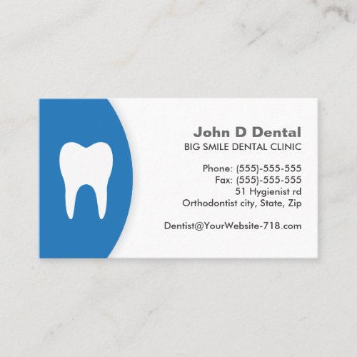 Blue and white dental dentist business card