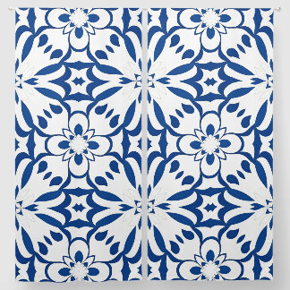 blue and white design blackout curtains