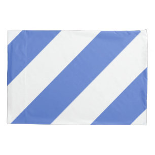 Blue and White Diagonal Broad Stripe Pillow Case