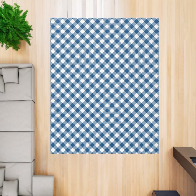 Blue and White Diagonal Buffalo Plaid Rug (Insitu (Indoor 2))