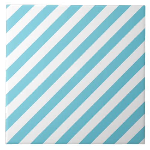 Blue and White Diagonal Stripes Pattern Tile