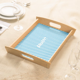 Blue and White Diamond Lozenge Pattern Oktoberfest Serving Tray
