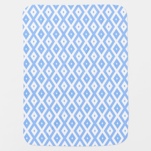 Blue and white diamond pattern baby blanket (Front)