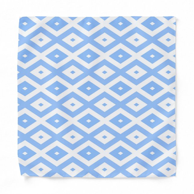 Blue and white diamond pattern bandana (Front)