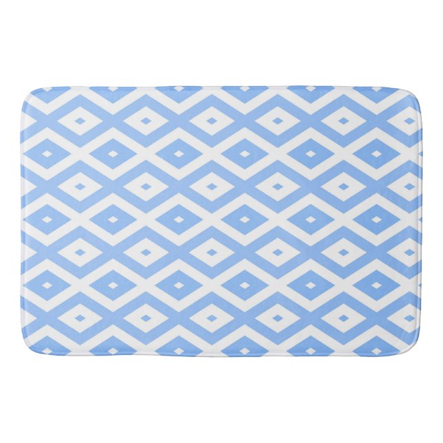 Blue and white diamond pattern bath mat (Front)