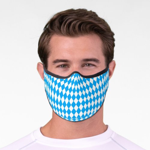 Blue and White Diamond Pattern Bavarian Flag Premium Face Mask