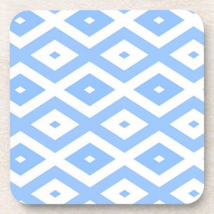 Blue and white diamond pattern beverage coaster