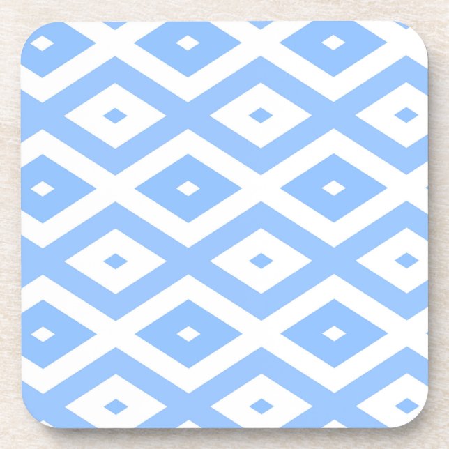 Blue and white diamond pattern beverage coaster (Front)