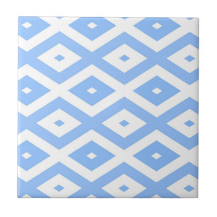 Blue and white diamond pattern ceramic tile
