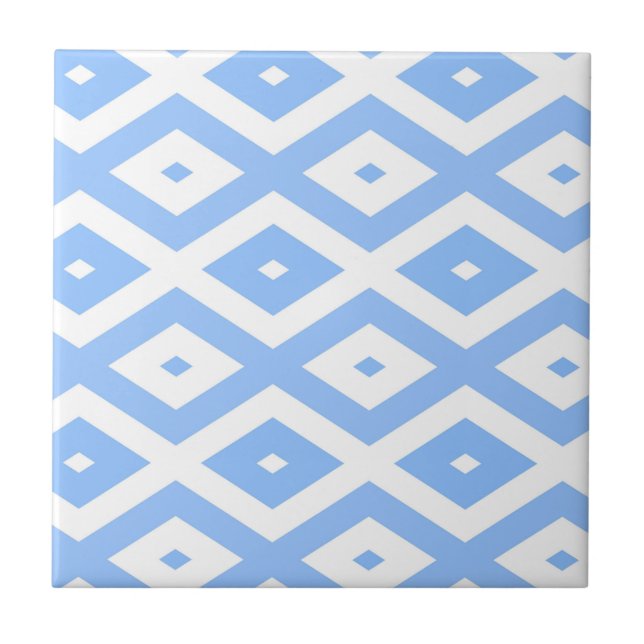 Blue and white diamond pattern ceramic tile (Front)