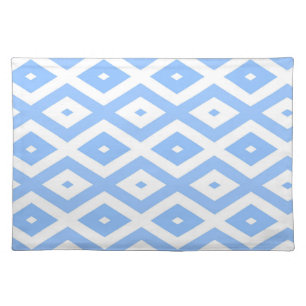 Blue and white diamond pattern cloth placemat