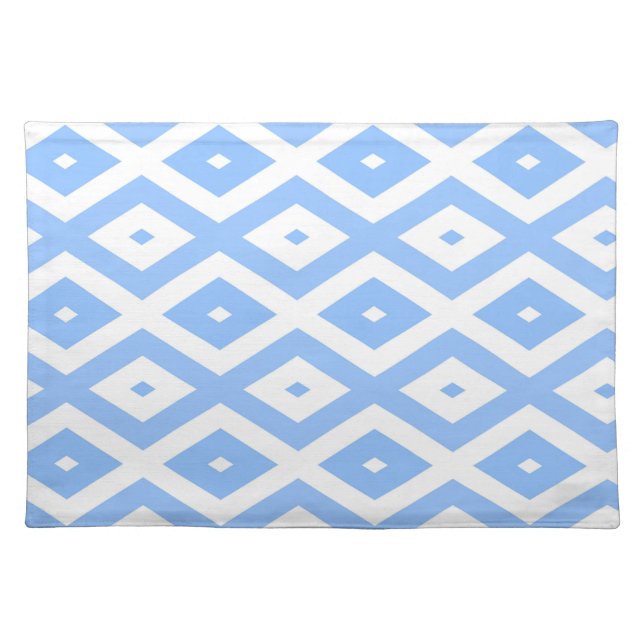 Blue and white diamond pattern cloth placemat (Front)