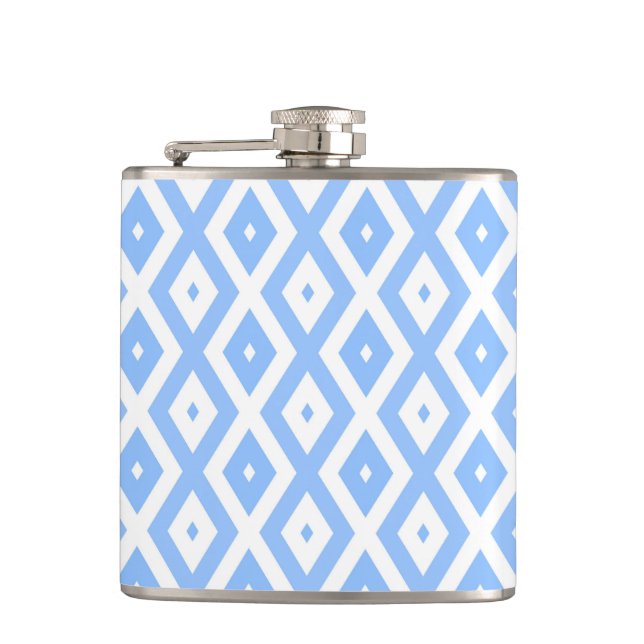 Blue and white diamond pattern flask (Front)