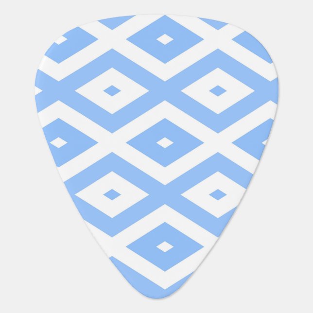 Blue and white diamond pattern guitar pick (Front)