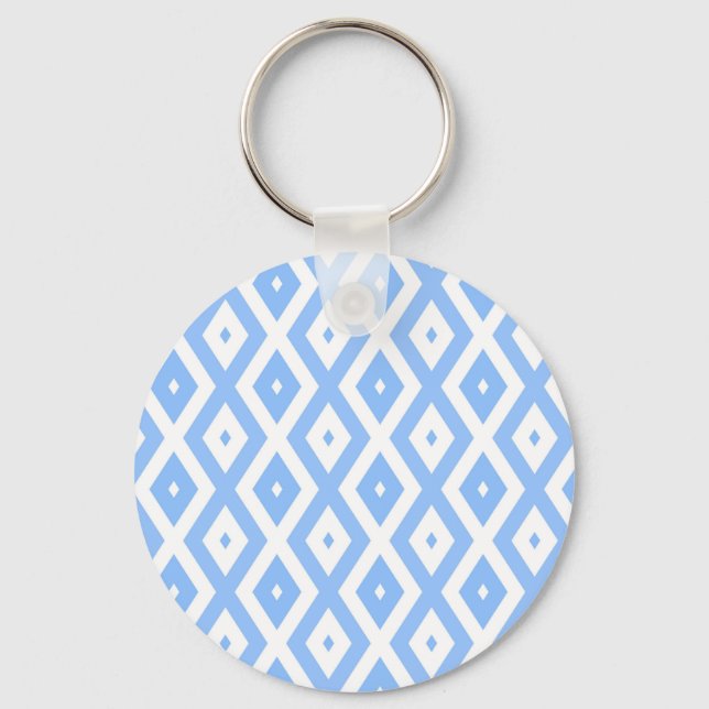Blue and white diamond pattern keychain (Front)