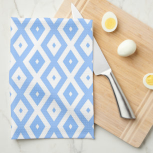 Blue and white diamond pattern kitchen towel