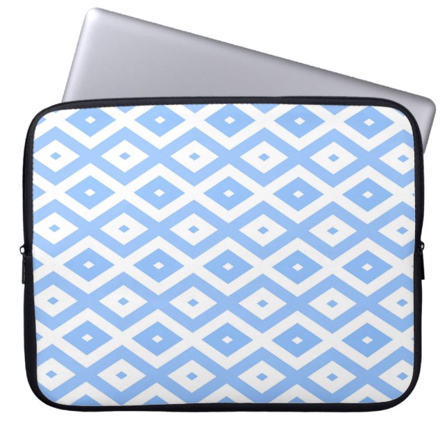 Blue and white diamond pattern laptop sleeve (Front)