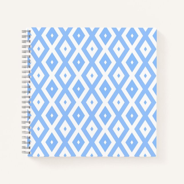 Blue and white diamond pattern notebook (Front)