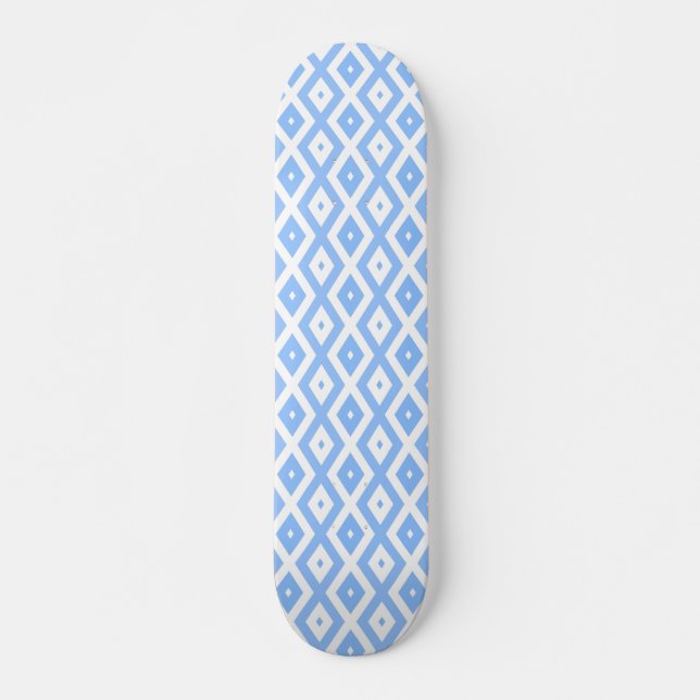 Blue and white diamond pattern skateboard (Front)