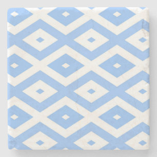 Blue and white diamond pattern stone coaster