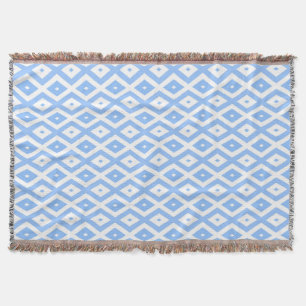 Blue and white diamond pattern throw blanket
