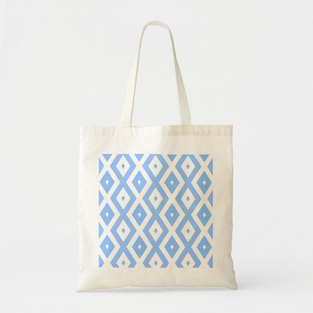 Blue and white diamond pattern tote bag (Front)