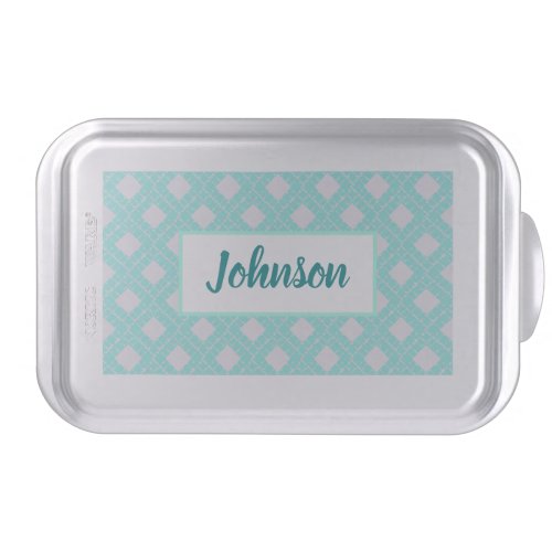 Blue And White Diamond Pattern With Text Box  Cake Pan