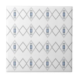 Blue and White Diamond Print Ceramic Tile