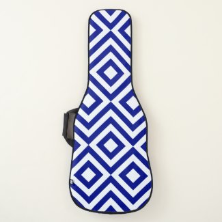 Blue and White Diamonds and Zigzags Guitar Case