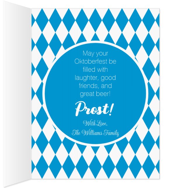 Blue and White Diamonds Beer Festival Oktoberfest Card (Inside (Right))