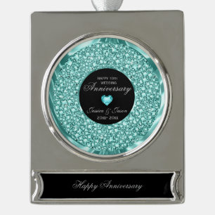 Blue And White Diamonds Silver Plated Banner Ornament