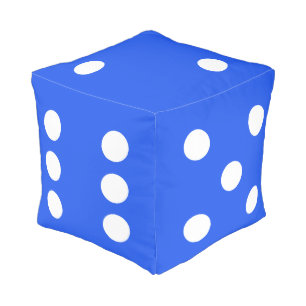 Blue and white die dice symbol pouf