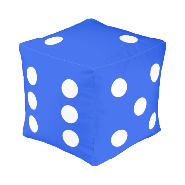 Blue and white die dice symbol pouf (Angled Back)
