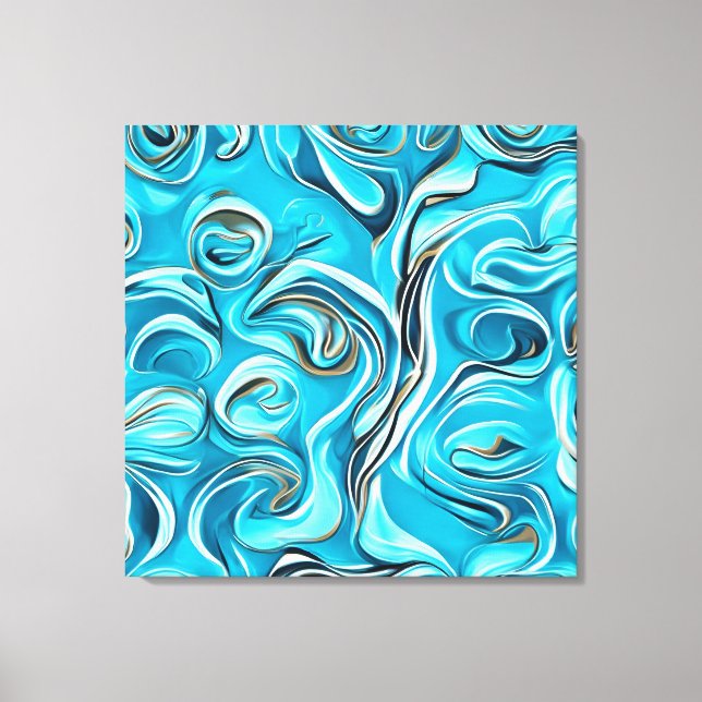 Blue and White Digital Abstract Canvas Print (Front)
