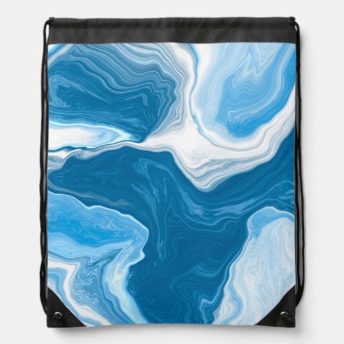  Blue and White Digital Fluid Art Marble    Drawstring Bag