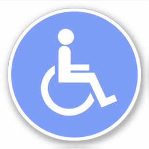 Blue and White disabled handicap symbol Round Sticker