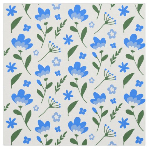 Blue and White Ditsy Floral Pattern Fabric
