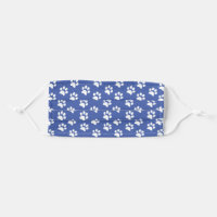 Blue and White Dog Pawprint Stencil Cloth Face Mask