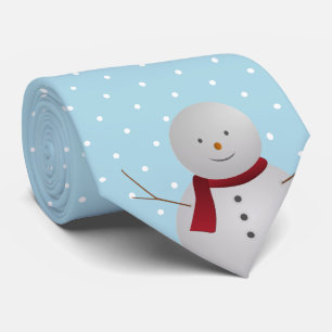 Blue and White Dots Snowman Tie
