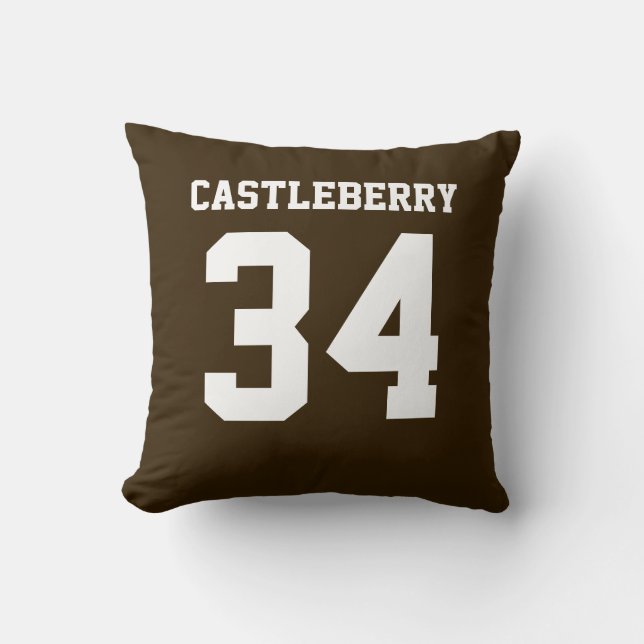 Blue and White Double-Sided Sports Jersey Throw Pillow (Front)
