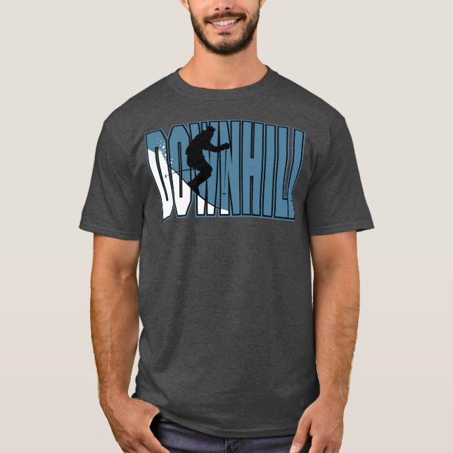 Blue and White Downhill Skiing T-Shirt (Front)