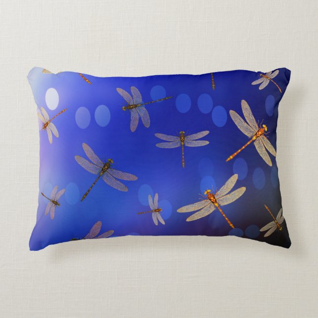 Blue And White Dragon Fly Pattern, Accent Pillow (Front)