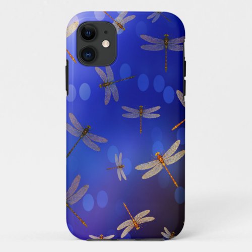 Blue And White Dragon Fly Pattern iPhone 11 Case